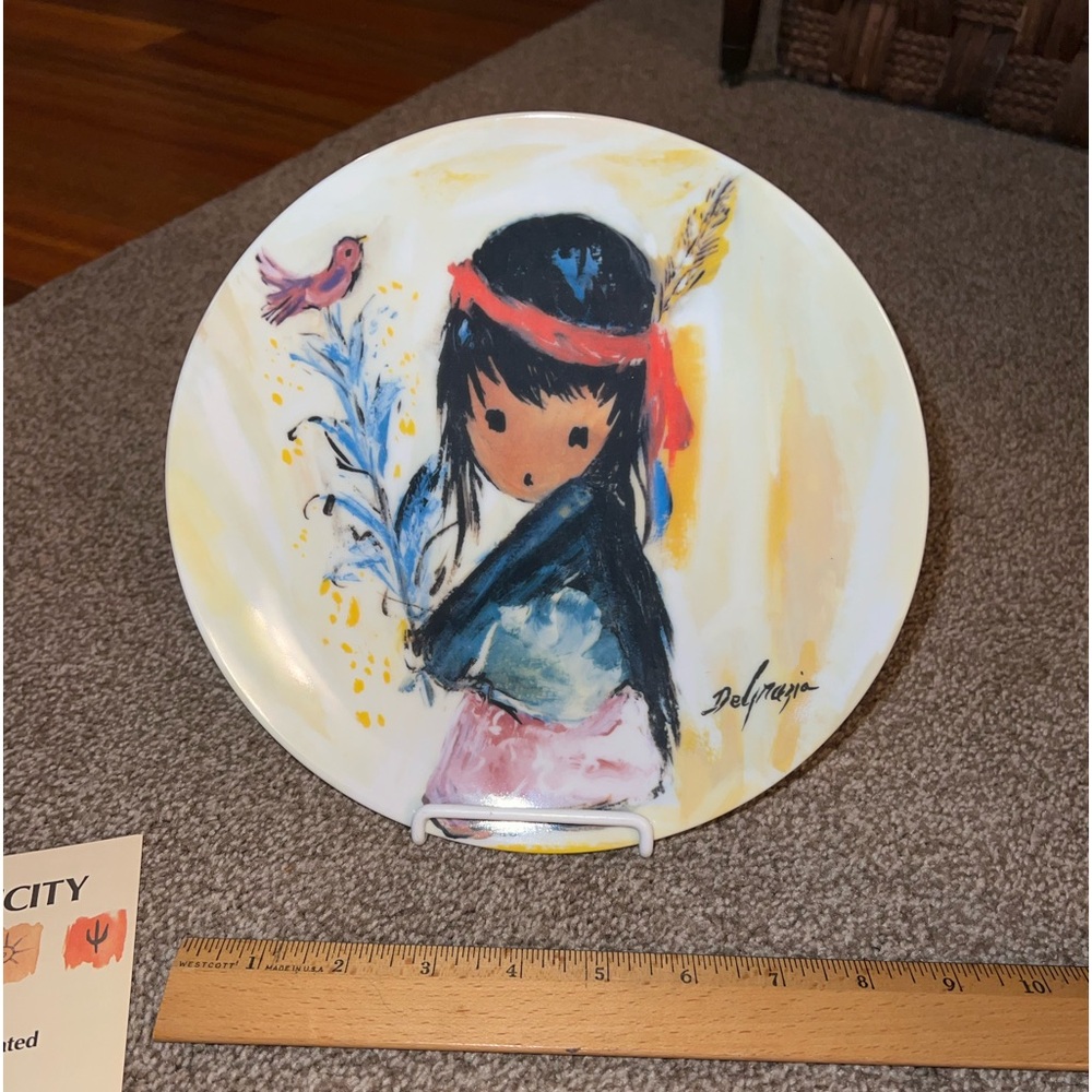 “Little Pink Bird”.  Children of the Sun 8.5” plate. New in original box